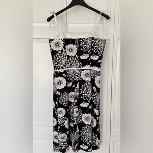 Floral Black and White Bodice Sundress Dress